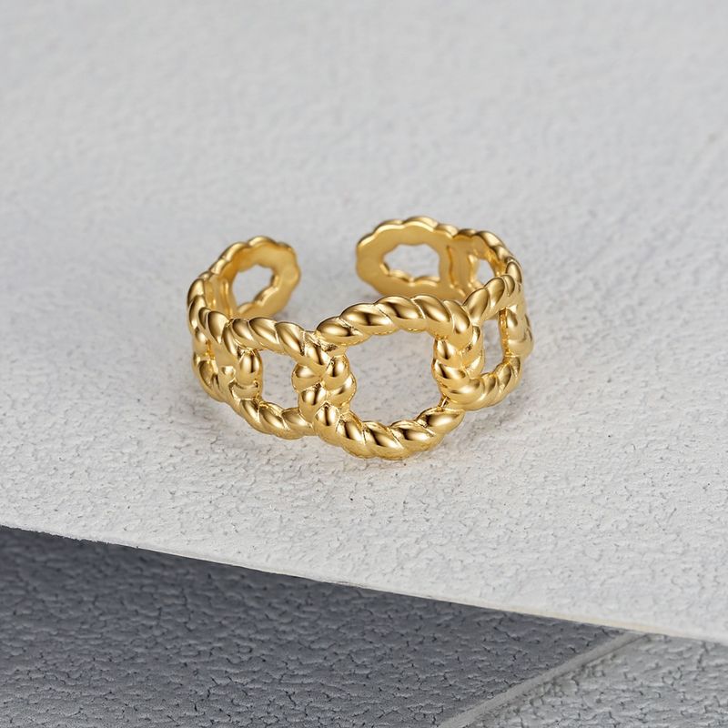 Anello in acciaio al titanio versatile in stile minimalista con catena cubana aperta per donna_voghion.com