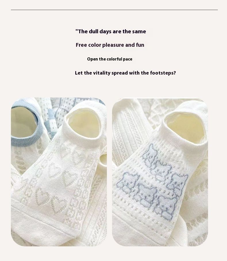 Calcetines de barco blancos bonitos invisibles sección delgada malla transpirable calcetines de verano calcetines femeninos ins calcetines japoneses para niñas_voghion.com