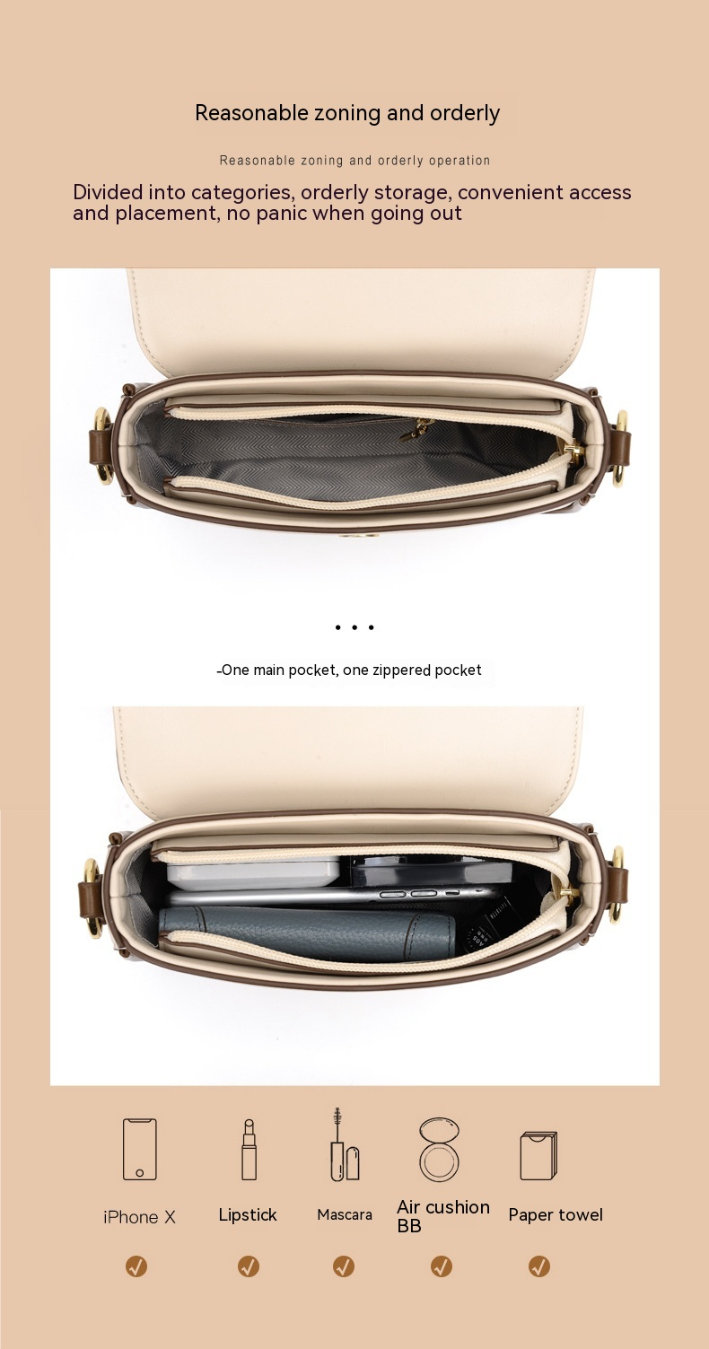 Neue modische und beliebte Damentasche, Umhängetasche, Freizeit- und einfache Handtasche mit Kontrastfarbe, kleine Handtasche mit Kette, einzelne Schultertasche_voghion.com