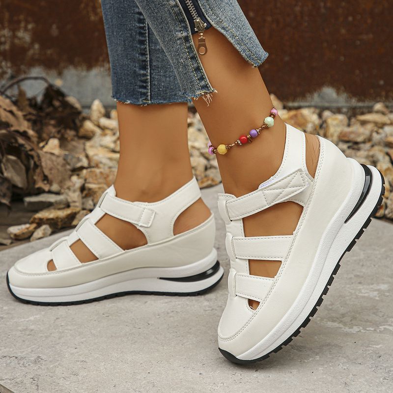 Lässige Sandalen mit Hohlsaum für Damen – Dicke Plateausohle für mehr Körpergröße (leichte Sommersandalen für das Styling jedes Outfits)_voghion.com