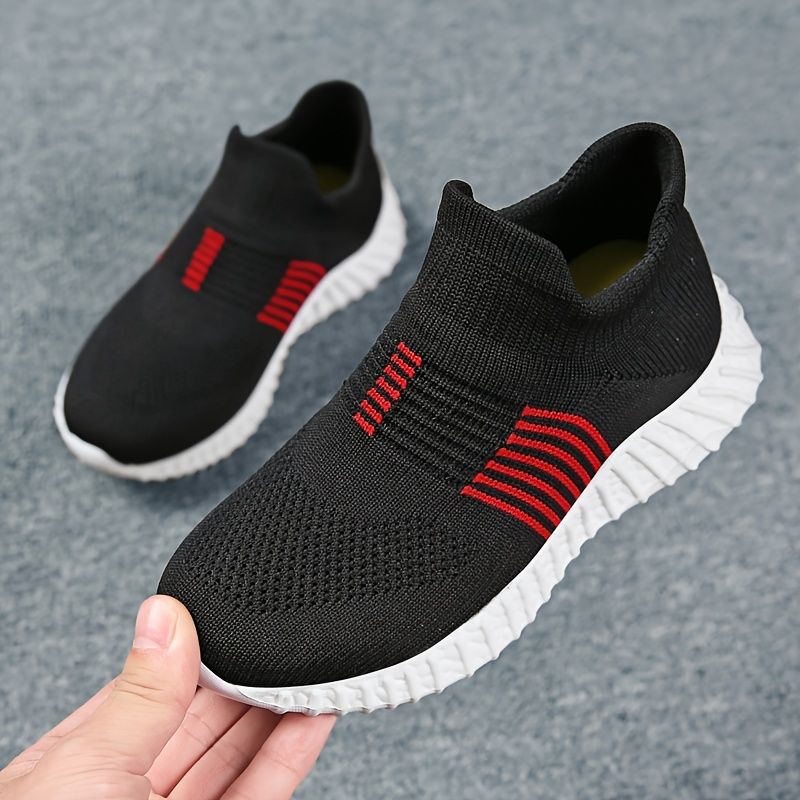 Casual Low Top Slip On Woven Shoes Boys, Breathable Lightweight Sneakers For Walking Running Training, All Seasons_voghion.com
