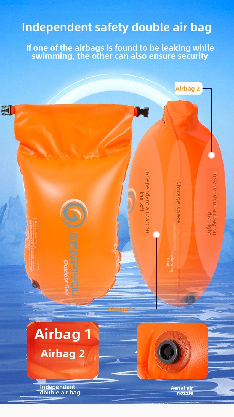 GENPIYOU Double Air Pump Storage Swimming Aid Inflatable Buoyancy Float Waterproof Bag_voghion.com
