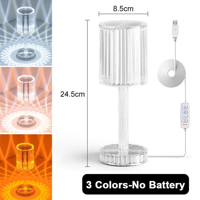 Lampada da scrivania con proiezione di cristallo a LED, decorazione da comodino per bar e ristoranti, luce da tavolo USB, telecomando RGB, luci notturne romantiche_voghion.com