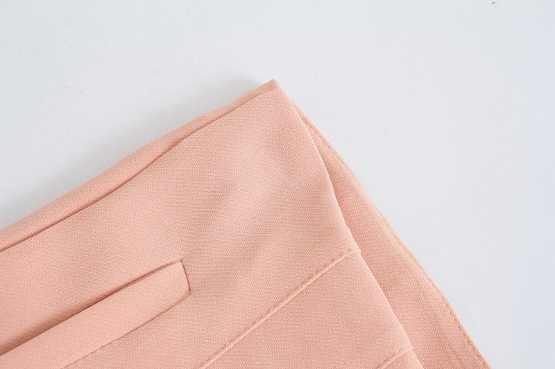 Women's Clothing Summer solid color high waist casual pants style concealed button new style women's suit pants nine points women's trousers pleats_voghion.com