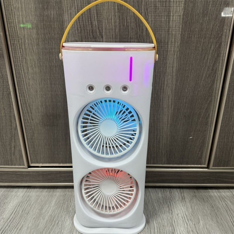 Umidificatore a spruzzo a doppia testa, con ricarica USB, per desktop e dispositivi mobili, con forte vento e raffreddamento ad acqua, ventilatore elettrico_voghion.com