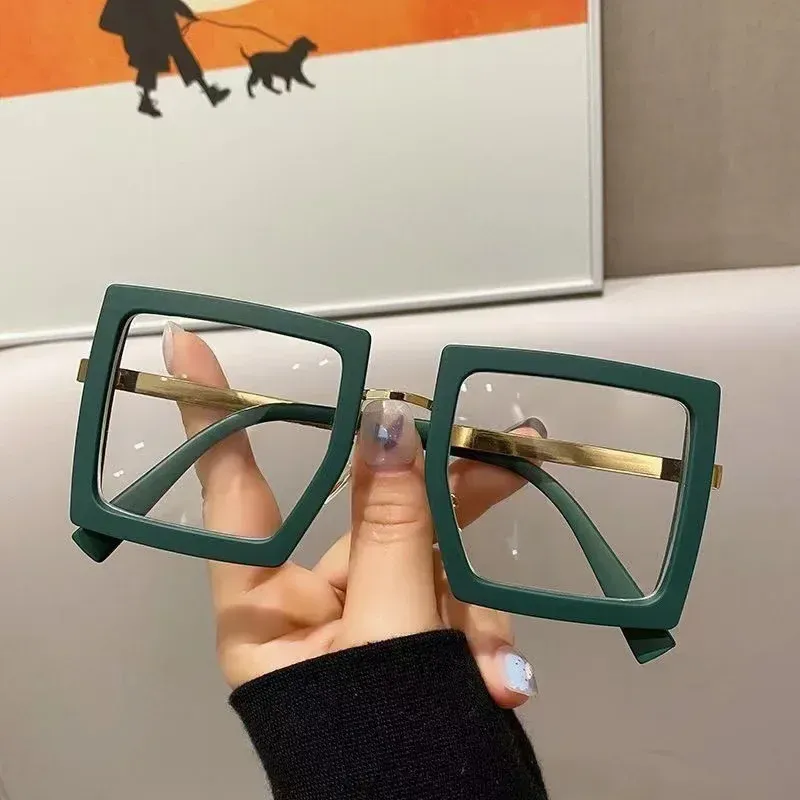 Lunettes d'ordinateur rétro surdimensionnées pour femmes, nouveau Style de grande myopie, blocage de la lumière bleue, monture carrée, lunettes de vue courtes_voghion.com