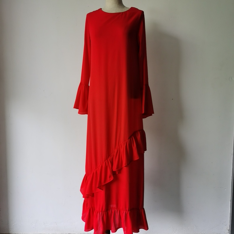 Abito da donna con volant patchwork in chiffon_voghion.com