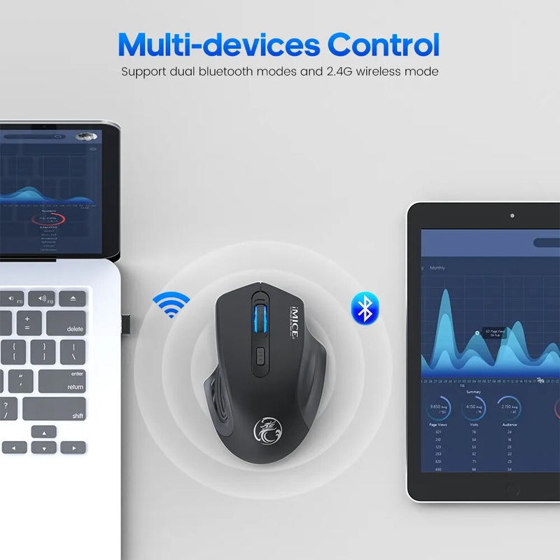 Bluetooth-mus Uppladdningsbara trådlösa möss för laptop-spelmöss Ergonomisk tyst usb-gamer-mus_voghion.com