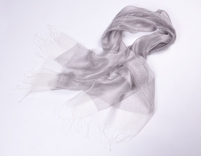 spring and summer mulberry silk scarf sunscreen shawl double-layer contrast color gold tassel silk organza scarf  _voghion.com