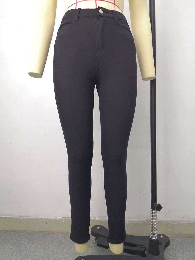 Plus Size Women's Fashion High Stretch Denim Small Leg Pants Women_voghion.com