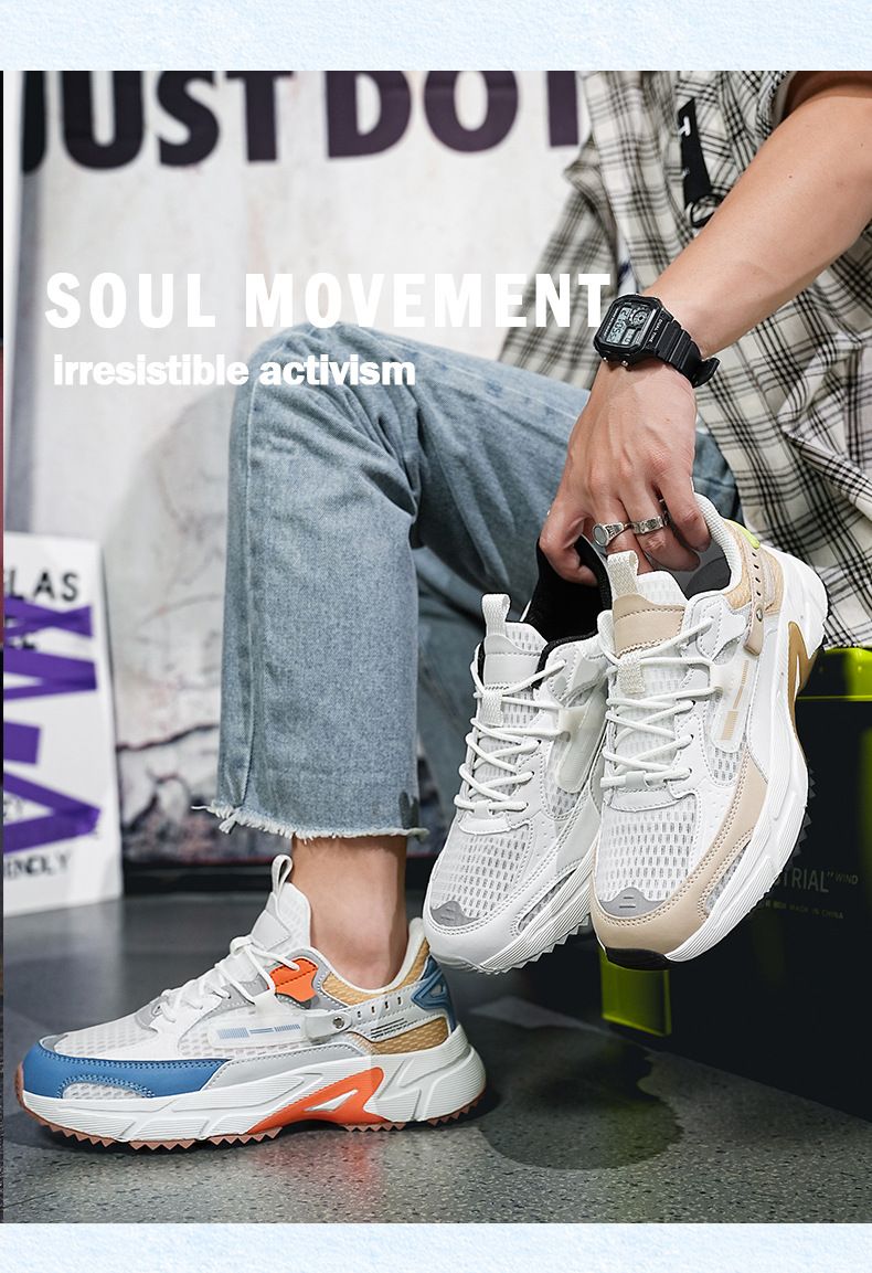 Men's ice silk mesh breathable sneakers Men's running shoes Student teen Daddy shoes_voghion.com