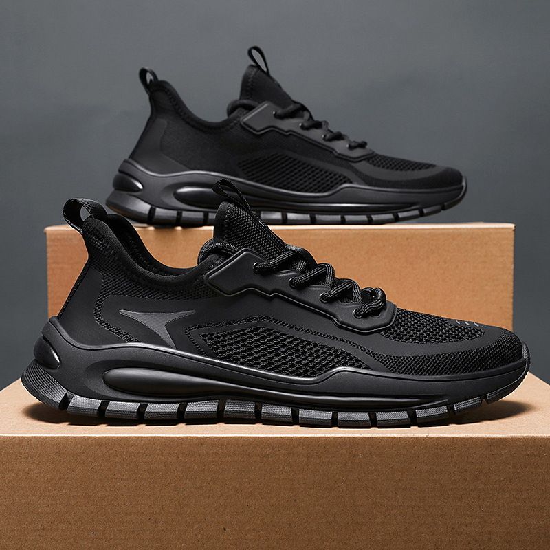 Herrenschuhe 2024 neue Frühjahr atmungsaktive Deodorant Mesh Sport Freizeit Mesh Schuhe Herren Arbeit schwarze Arbeitsschutzschuhe_voghion.com