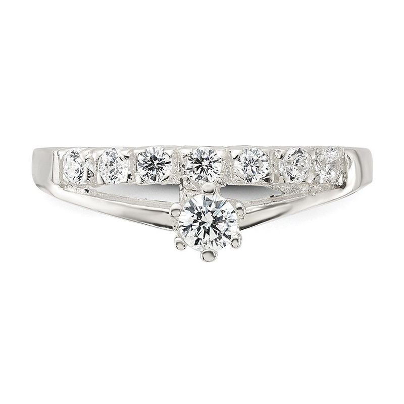 Sterling Silver Row And Solitaire CZ Ring_voghion.com