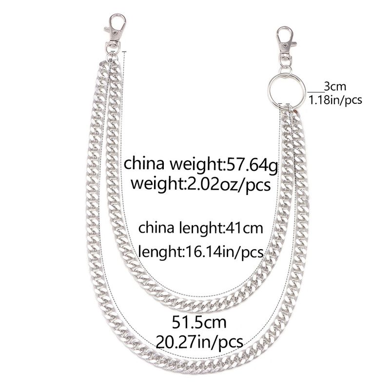 Accessori di vendita caldi, catena di metallo a doppio strato alla moda e alla moda, accessori per abbigliamento in denim versatili e semplici_voghion.com