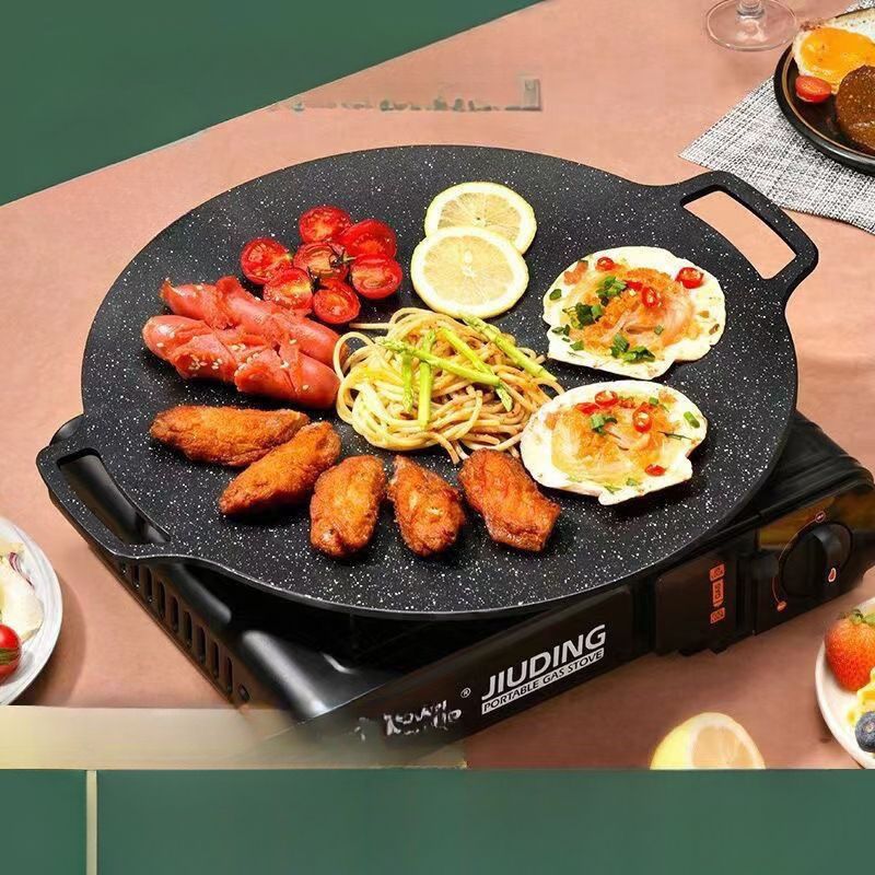 Sartén antiadherente para panqueques, plancha, parrilla de piedra Maifan, sin humo, utensilios de cocina para acampar al aire libre_voghion.com