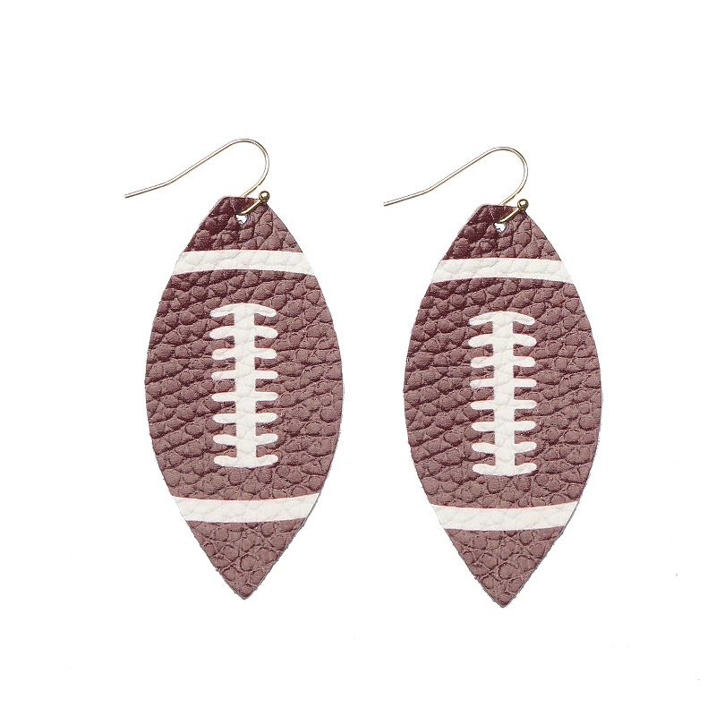 pendientes de pelota, pendientes de rugby, pendientes de pelota con purpurina y lentejuelas, pendientes de cuero de colores_voghion.com