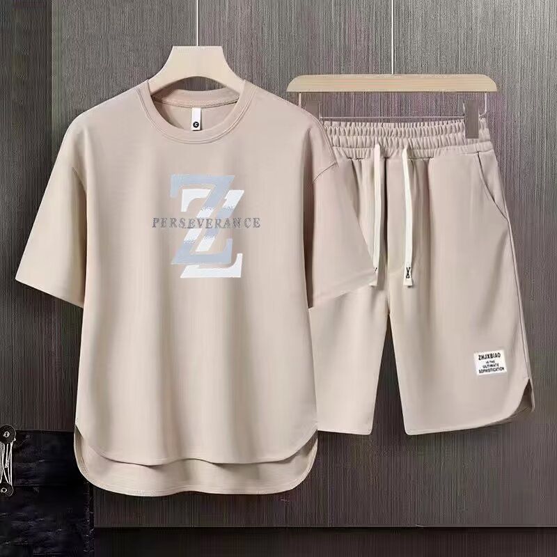 Men's Clothing 2024 Waffle Casual Summer Suit Men's Loose Teen Short sleeved T shirt Shorts Handsome Two piece Suit_voghion.com