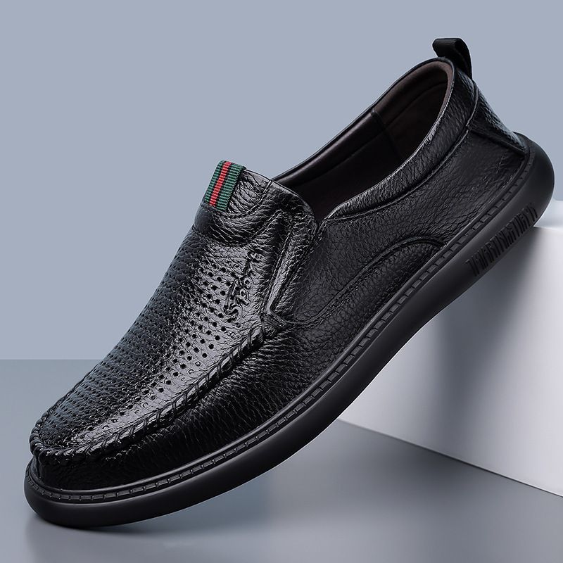 Euro Step 2025 Frühling Herbst Herren Oberschicht Rindsleder Freizeitschuhe Sohle Weich Hohl Atmungsaktiv Leder Sandalen 2326_voghion.com