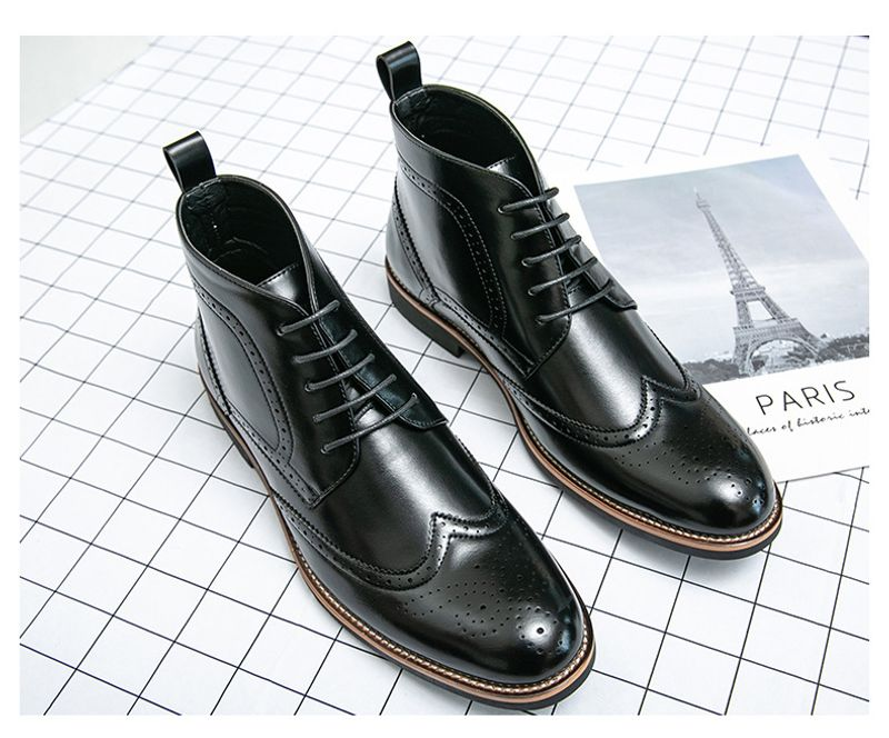 Chukka snörning för män mode ankelstövlar Casual Oxfords Skinnskor med vingspets Bekväma_voghion.com