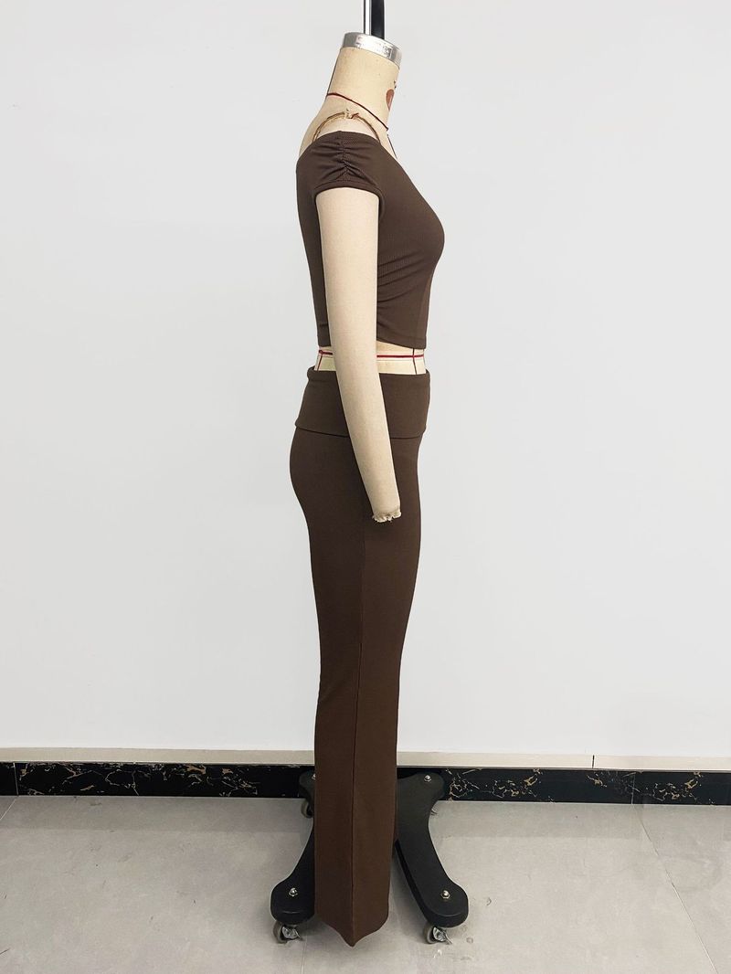 2025 Summer New Versatile Casual Sports Simple Solid Color Close Fitting Fashion Set For Women_voghion.com