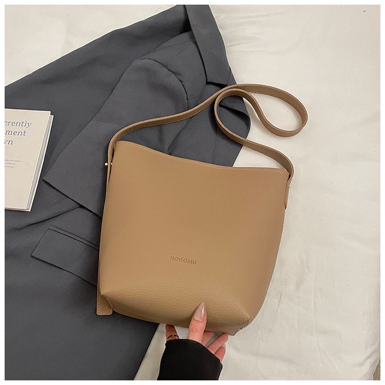 Women's Bucket Bag Women's Bag Crossbody Bag Design Child Mother Bucket Bag Lychee Grain Material Soft Tote Bag_voghion.com