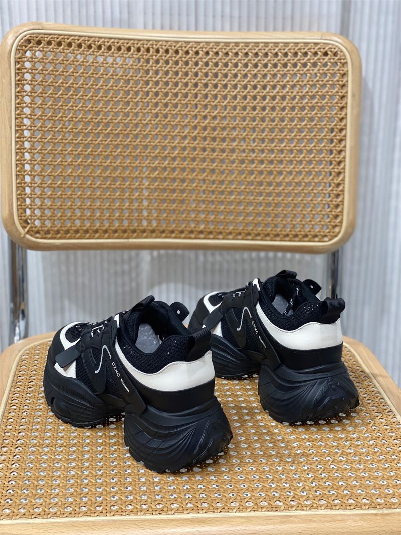 Authentic Leather Clunky Sneakers Women's 2025 New Arrival Spring & Fall Height Increased 5cm Casual Shoes Lightweight_voghion.com