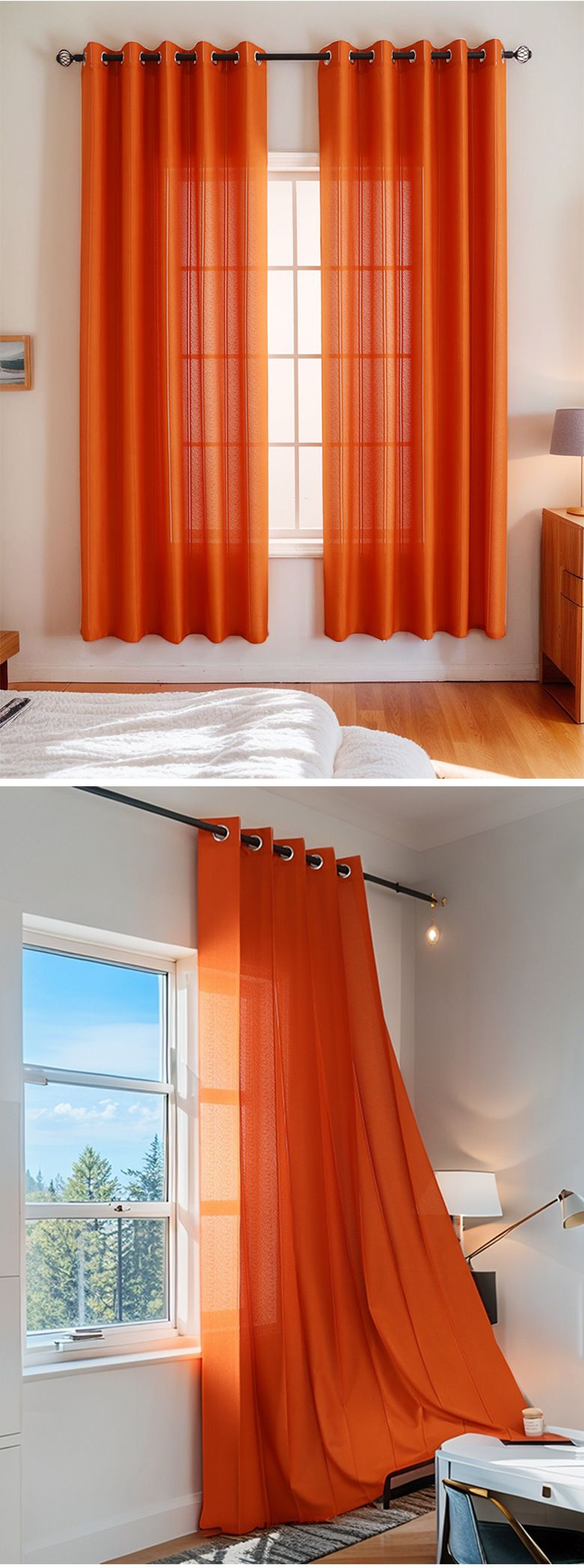 Striped Voile Sheer Curtains - Light Filtering Window Shades For Living Room & Bedroom (Ready-Made, Luxury Minimalist Style, Hotel & Home Use)_voghion.com