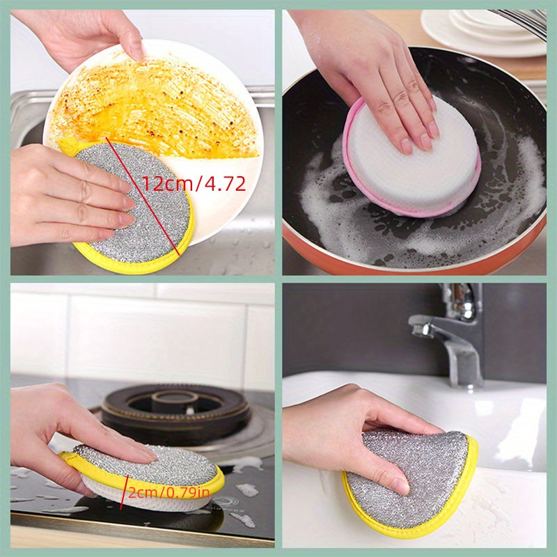 12 pezzi di spugna per la pulizia, paglietta, strofinacci quadrati, stile semplice, strofinaccio lavabile, spazzola per la pulizia per lavello e fornello della cucina_voghion.com
