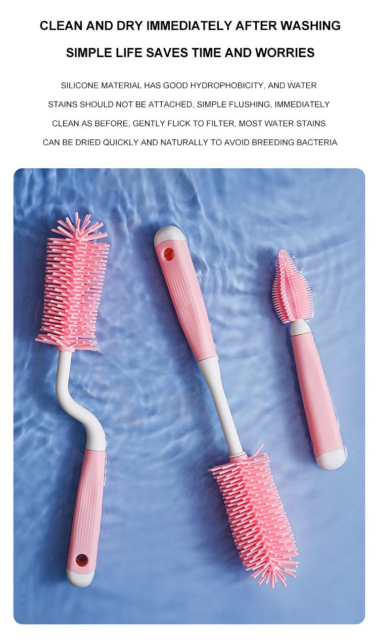 Silicone Bottle Cleaning Brush Baby Pacifier Straw Scrubber 360 Degree Glass Cup Washing Clean Brush Kitchen Cleaning Tool Set_voghion.com