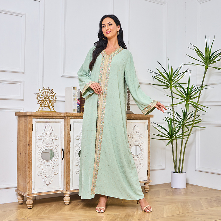 Vrouwen Midden-Oosterse Marokkaanse nieuwe moslim abaya geborduurde stijlvolle comfortabele jurk abaya_voghion.com