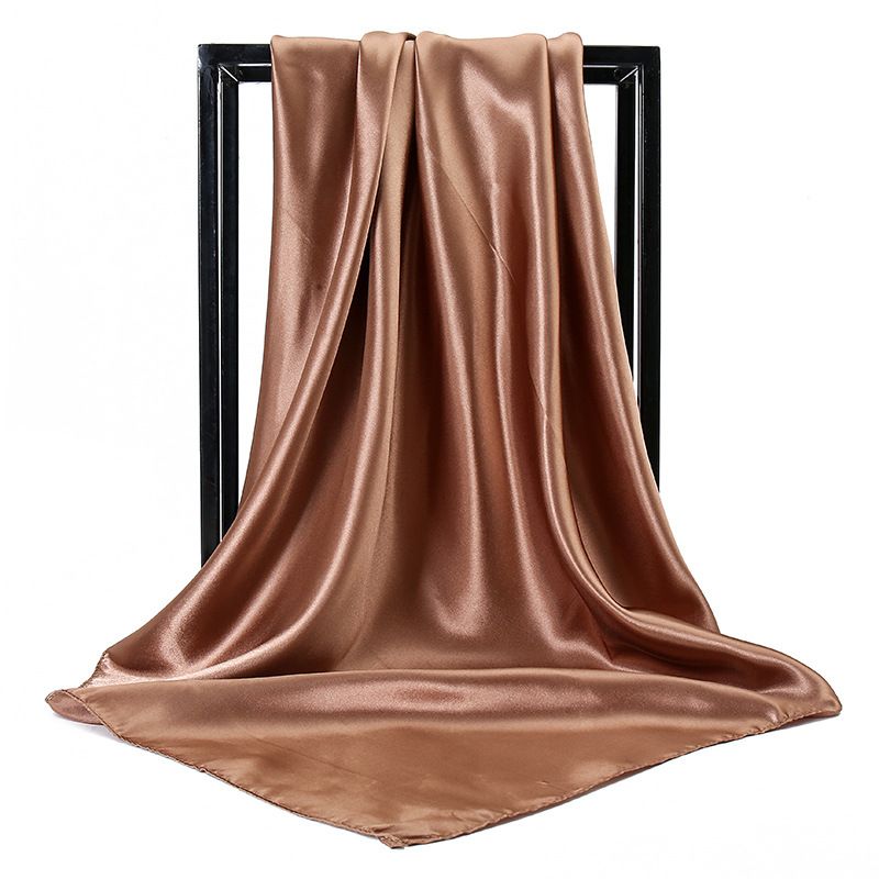 Neue Satin frauen Reine Farbe Kopftuch Seide Einfarbig 90 Satin Professionelle Stewardess Quadrat Schal Yw102_voghion.com