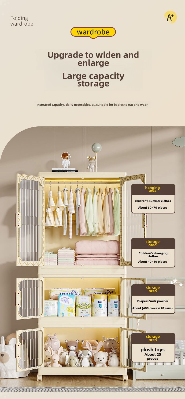 Scatola portaoggetti trasparente senza installazione, armadio pieghevole per la casa, vestiti, trapunte, organizzazione di manufatti, giocattoli per bambini_voghion.com