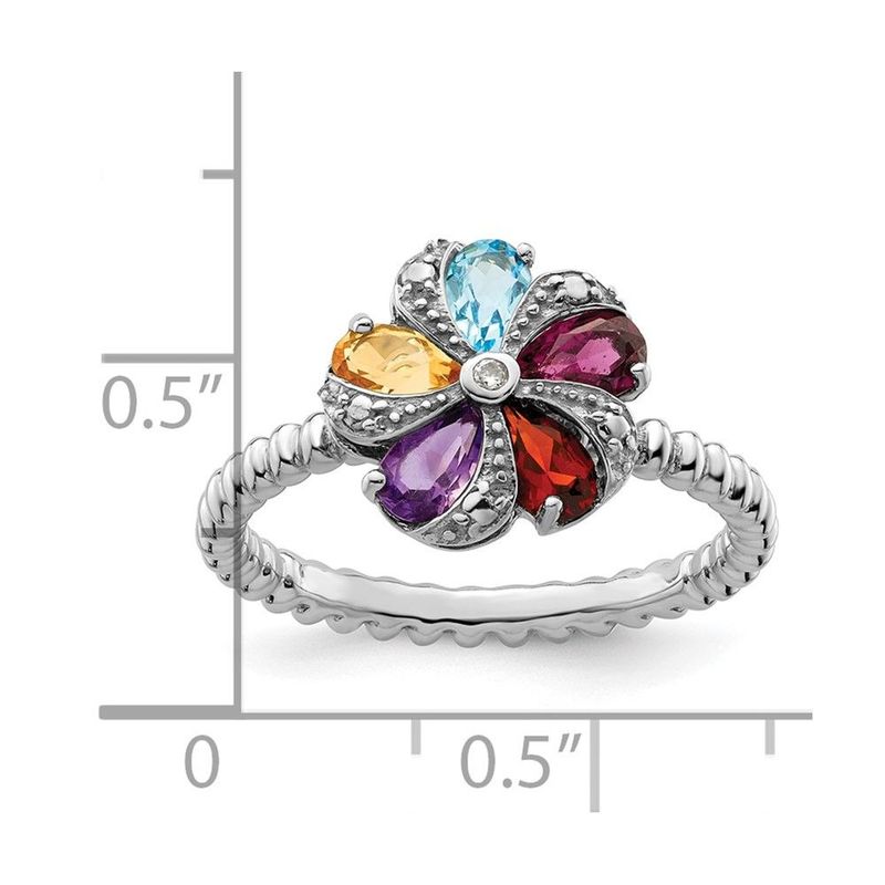 Sterling Silver Stackable Expressions Gemstone & Diamond Ring_voghion.com