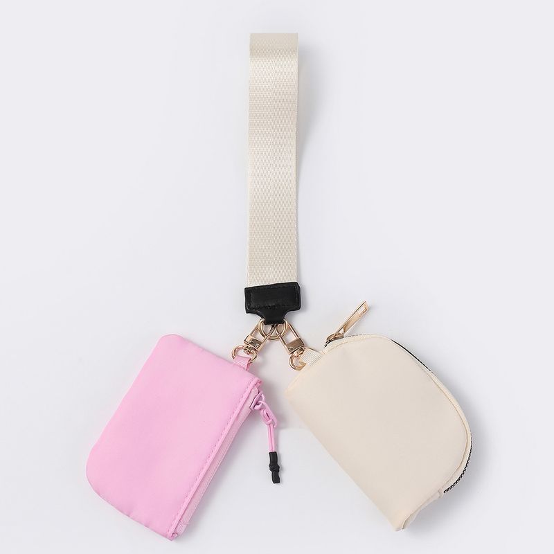 LULU Style Wrist Portable Mini Fashion Color Block Coin Purse Nylon Waterproof Storage Key Bag_voghion.com