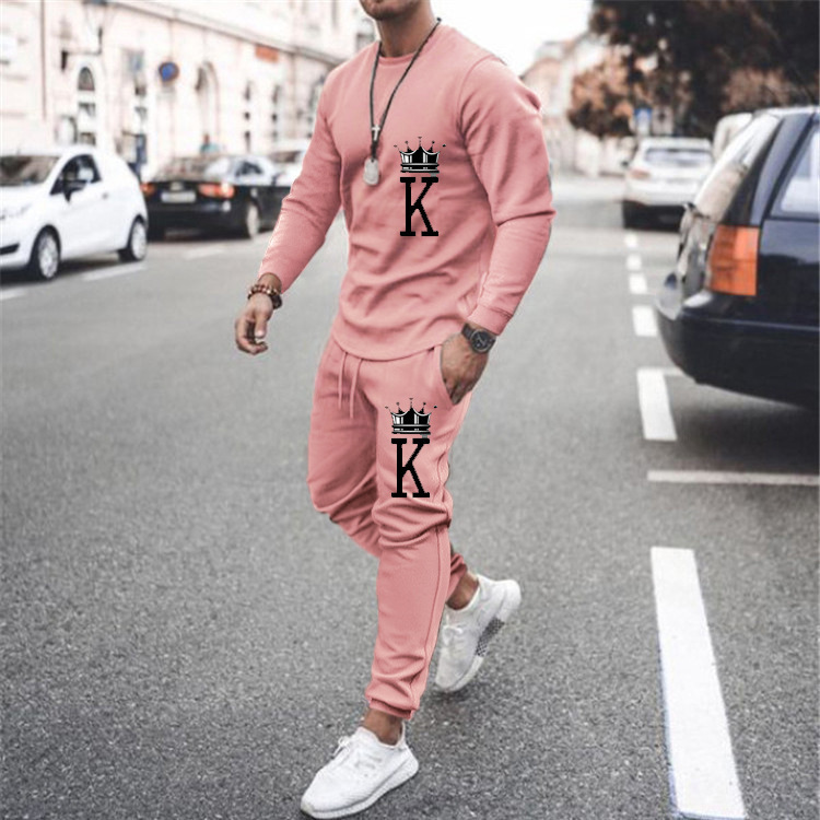 Men's Autumn Winter Sweatshirts Long Sleeve T-shirt Sets Letter Printed Men's Oversized Clothing T-shirt Fits Fashionable Sportswear Two Piece Set_voghion.com