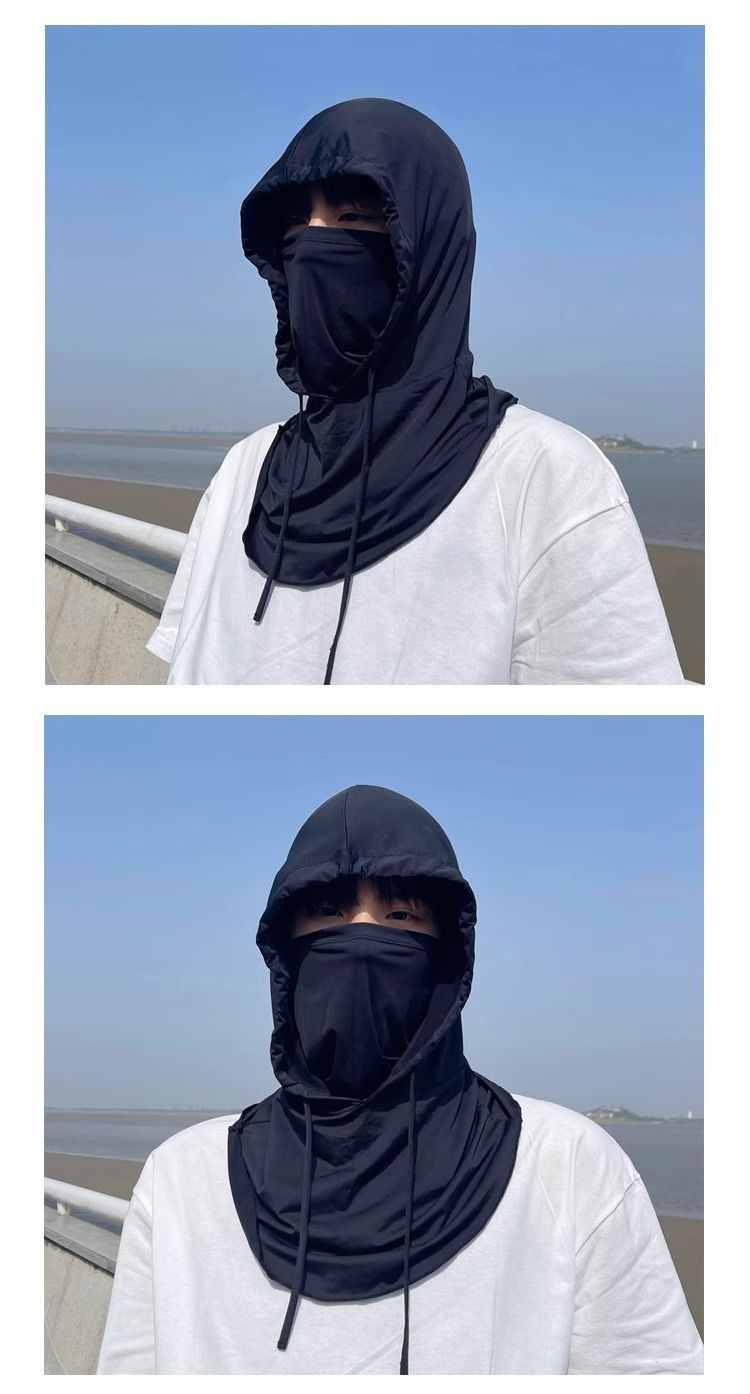 Masque de protection solaire d'été pour hommes, couverture intégrale du visage, cache-cou respirant en soie glacée, écharpe, bonnet, voile 3 en 1 pour le cyclisme_voghion.com