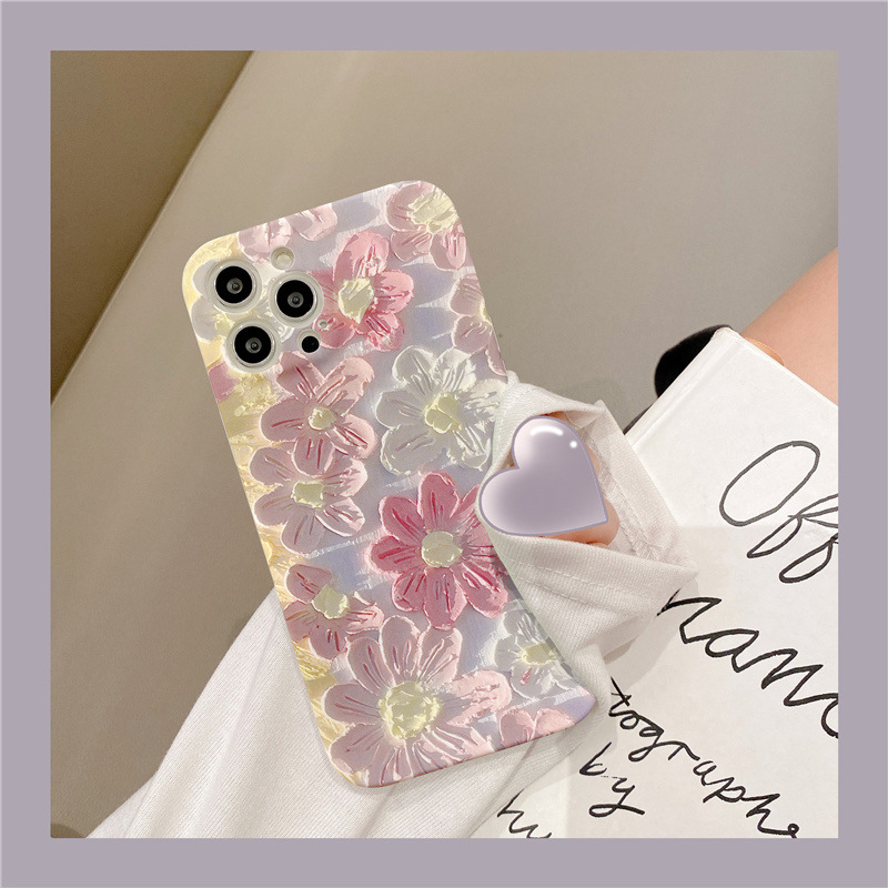 Ölgemälde rosa Blume passend für iPhone15pro max Apple 13 Handyhülle 12 xs/14 Liquid Skin Feel 11_voghion.com