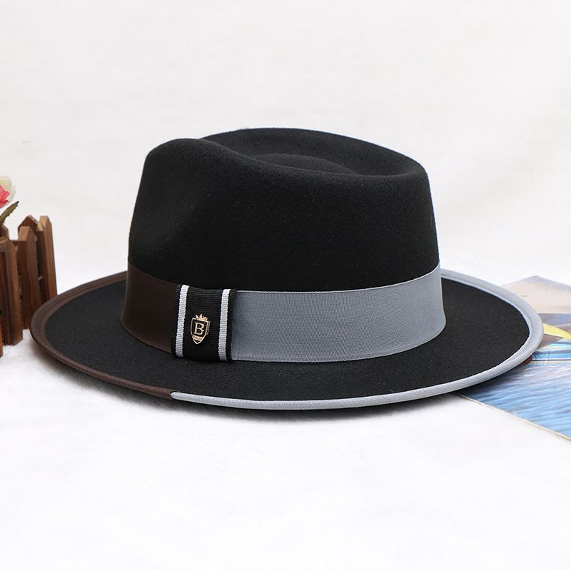 Męski i damski wełniany kapelusz jazzowy w stylu vintage, filcowy kapelusz w stylu brytyjskim, jesienno-zimowy_voghion.com