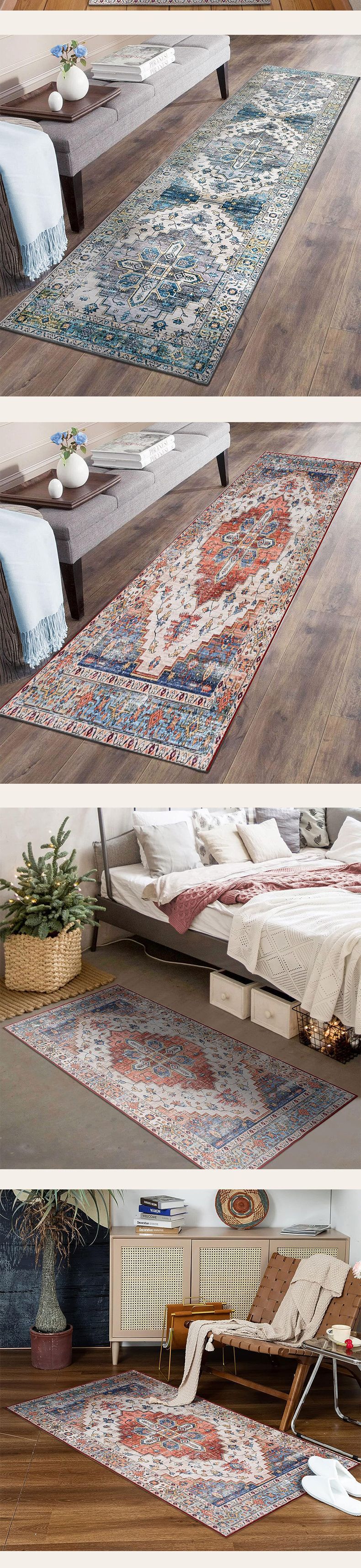 Tappeto antiscivolo da cucina in cashmere retrò, per divano, tavolino da caffè, camera da letto, comodino, coperta_voghion.com