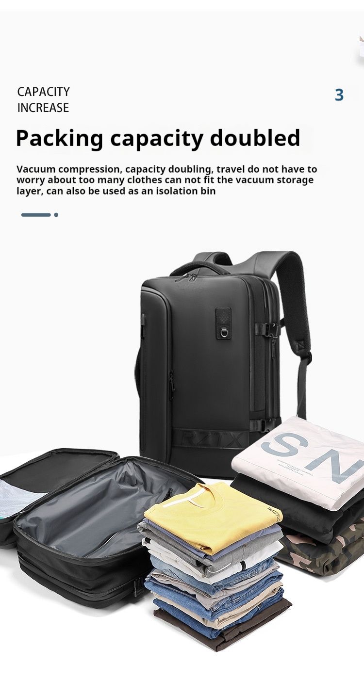 Multi Functional Airbag Backpack For Men, Large Capacity Vacuum Storage Business Travel Bag, Oxford Cloth Waterproof Backpack_voghion.com