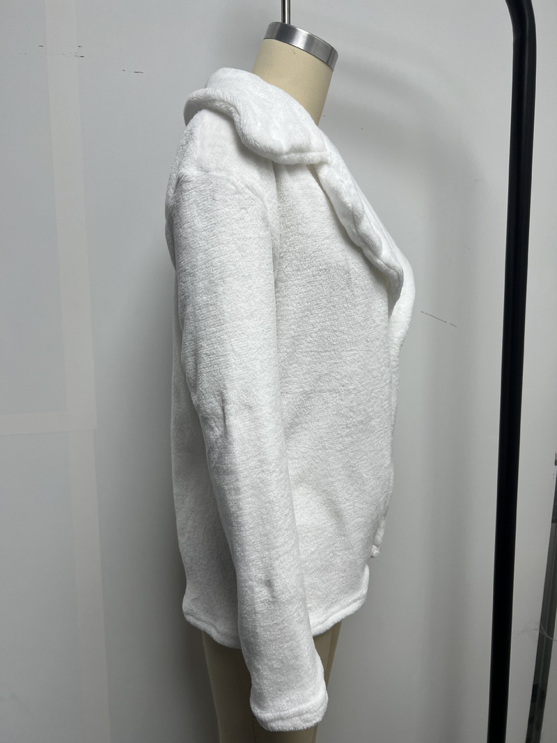 Women's Clothing Autumn and Winter Jacket Sexy Plush Lapel Slim Jacket_voghion.com