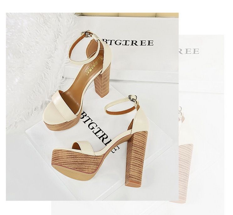 Women's Elegant Strappy Open-Toe High Heel Sandals With Chunky Heel & Platform Black Brown White Sizes 34-40 Super High Heel Waterproof Platform Shoes_voghion.com