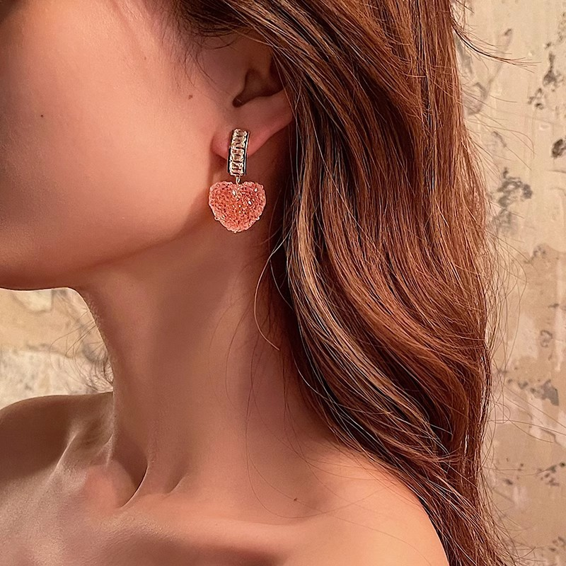 Orecchini da donna Orecchini a cuore gommoso Personalità femminile Orecchini super fata Coreano Internet Temperamento di celebrità Versatile commercio all'ingrosso di gioielli per l'orecchio_voghion.com