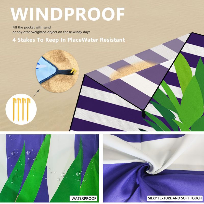 Microfiber Beach Mat - Waterproof Sand-Free Picnic Blanket With Storage Pocket (Portable Quick-Dry Lightweight For Camping Travel & Outdoor)_voghion.com