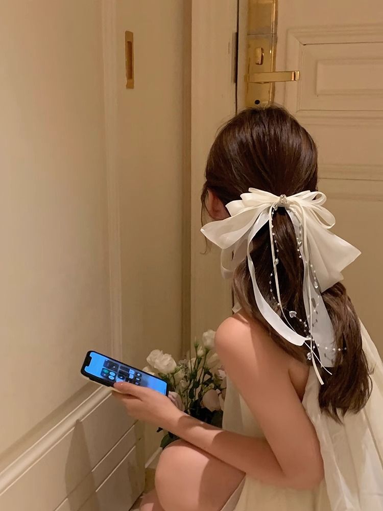 Super Fairy White Bow Hair Accessory For The Back Of Women's Heads Top Hair Clip Hair Accessories_voghion.com