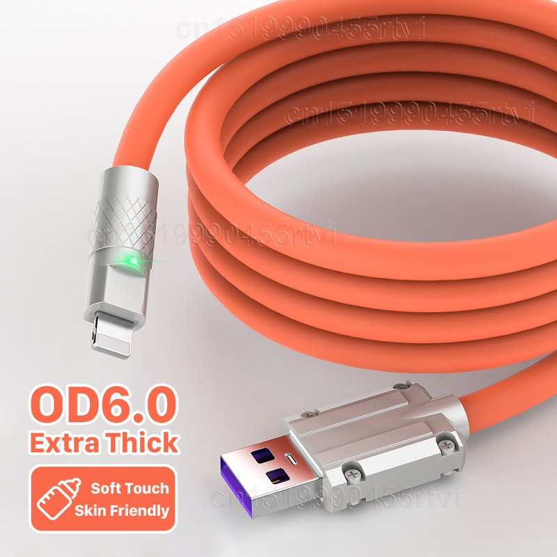 USB OD6.0 Charging Cable For iPhone 14 13 12 11 Pro Max XS 6s 7 8 Plus Extra Thick Soft TPE Phone Charger Cord_voghion.com