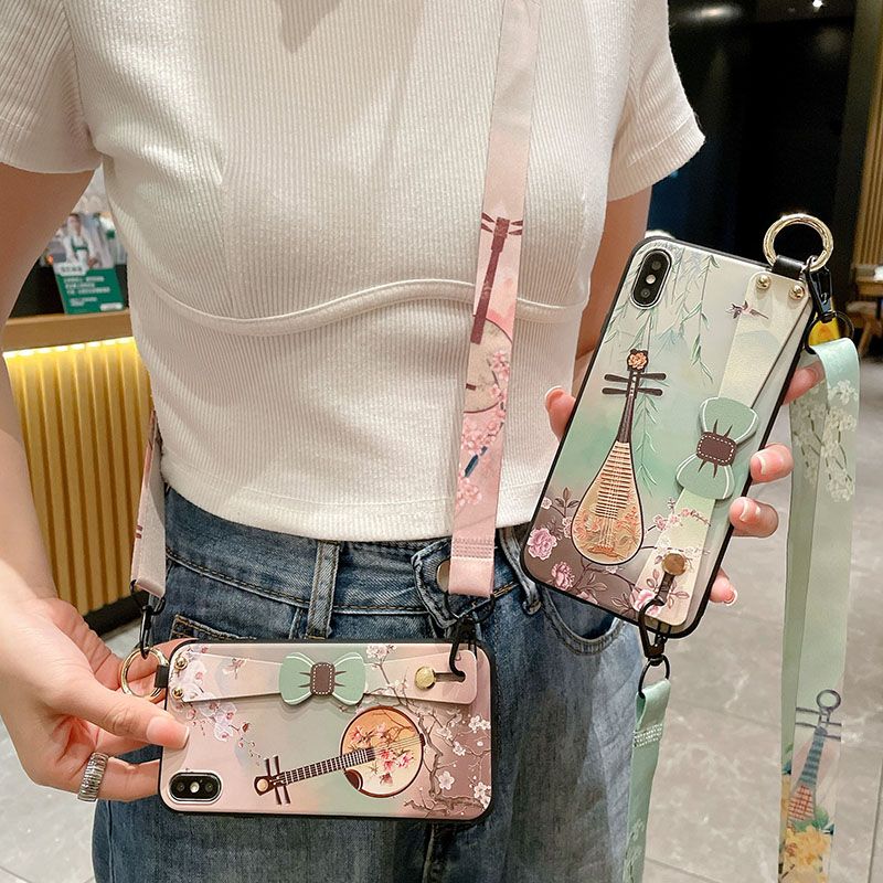 Pipa Crossbody Lanyard Case For IPhone 15 16 14 13 12 11 Pro Max 16E X Xs XR 7 8 Plus Bow Neck Wrist Strap Phone Holder_voghion.com