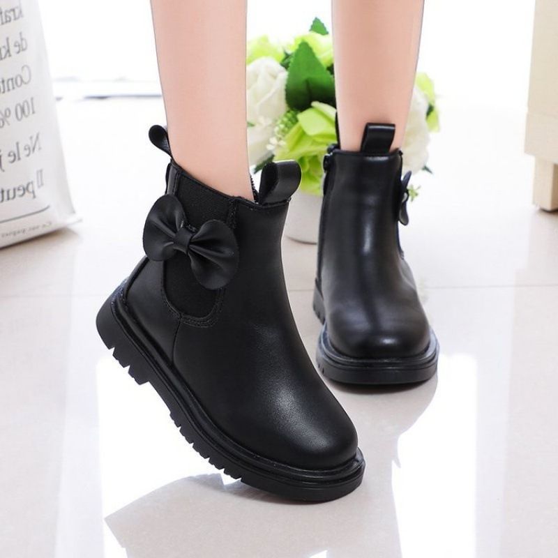 Stivali da bambina autunno inverno per bambini più grandi, resistenti all'usura e caldi, stivali bassi unisex Martin, taglie 26-36_voghion.com