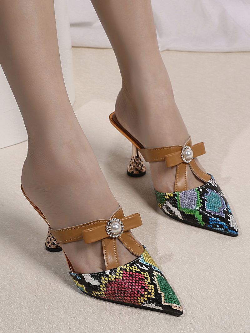 Evropské a americké podzimní nové dámské boty, módní vysoký podpatek, špičaté pantofle s hadím vzorem, jeden pásek, módní sandály, přeshraniční dodávky_voghion.com