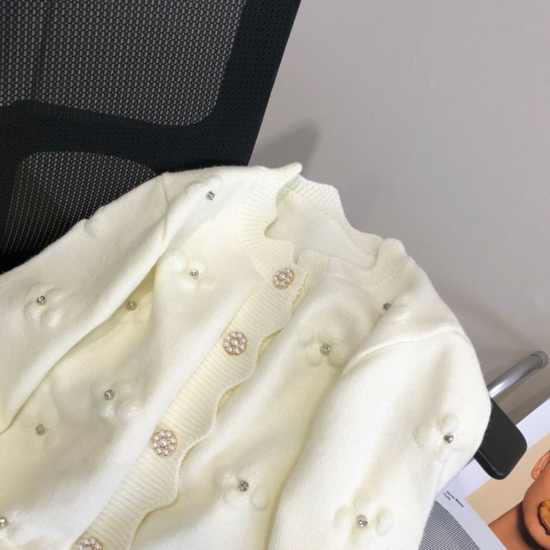 Elegant Floral Embroidered Knit Cardigan - Women's Spring Lightweight Open Front Sweater With Floral Design_voghion.com